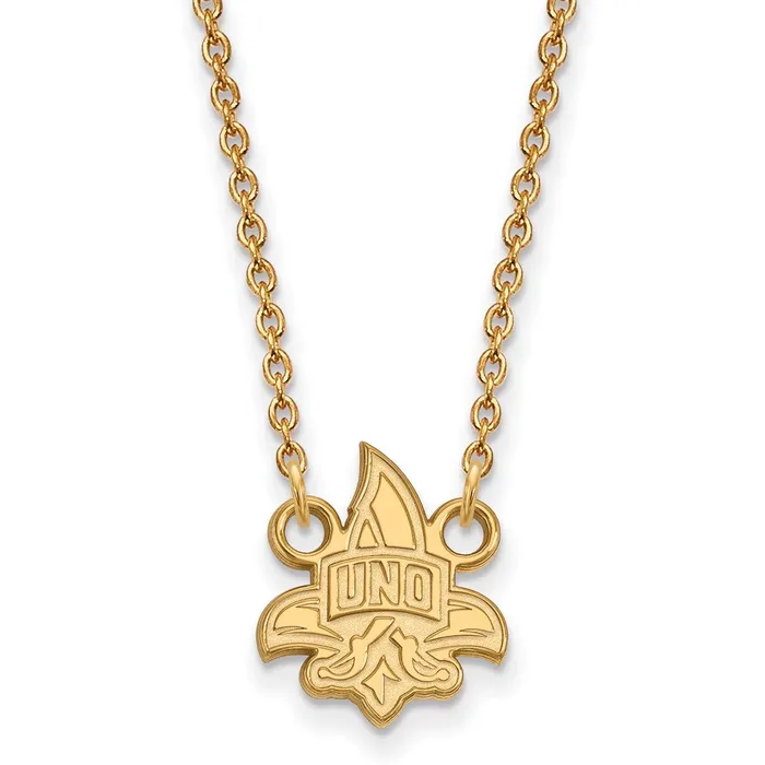 Necklaces TreasureFineJewelers Sterling Silver Goldplated University of New Orleans UNO Small Pendant 18 inch Necklace Necklaces TreasureFineJewelers Sterling Silver Goldplated University of New Orleans UNO Small Pendant 18 inch Necklace