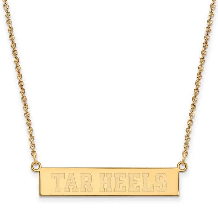 Necklaces TreasureFineJewelers Sterling Silver Goldplated University of North Carolina Tar Heels Small Bar 18 inch Necklace Necklaces TreasureFineJewelers Sterling Silver Goldplated University of North Carolina Tar Heels Small Bar 18 inch Necklace