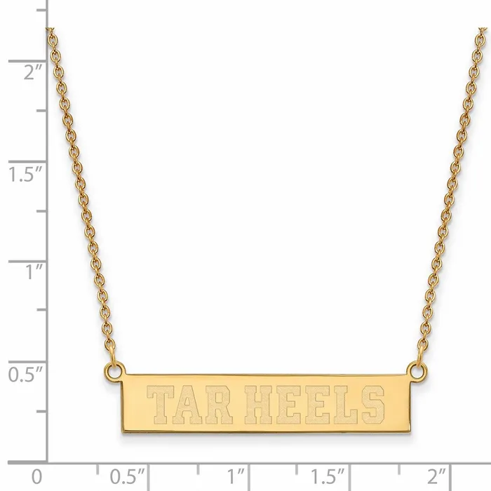 Necklaces TreasureFineJewelers Sterling Silver Goldplated University of North Carolina Tar Heels Small Bar 18 inch Necklace