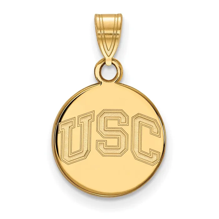 Necklaces TreasureFineJewelers Sterling Silver Goldplated University of Southern California USC Small Disc Pendant Necklaces TreasureFineJewelers Sterling Silver Goldplated University of Southern California USC Small Disc Pendant