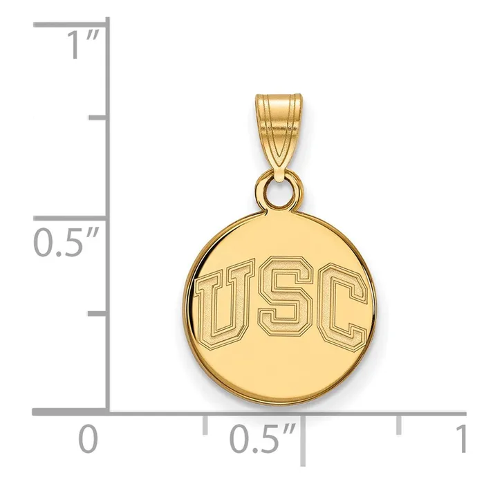 Necklaces TreasureFineJewelers Sterling Silver Goldplated University of Southern California USC Small Disc Pendant