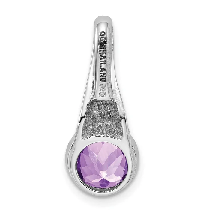 Necklaces TreasureFineJewelers Sterling Silver Rhodiumplated CZ and Amethyst Pendant
