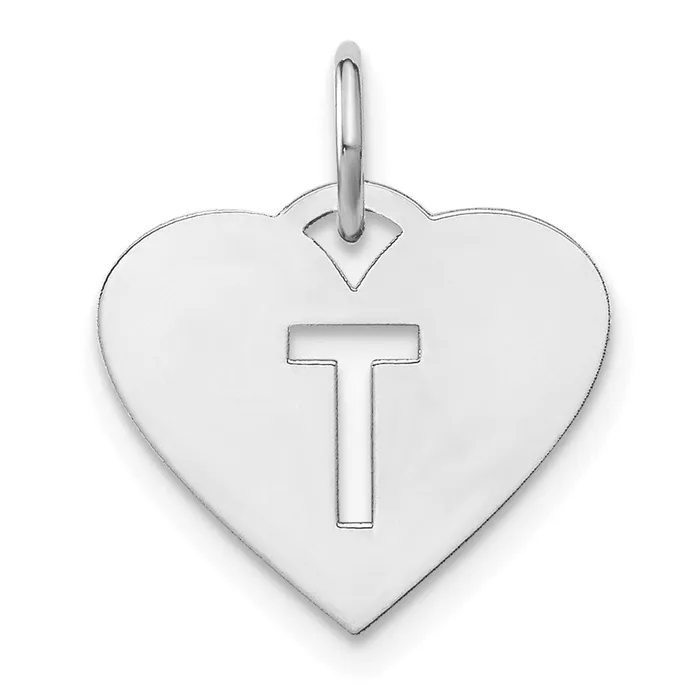 Necklaces TreasureFineJewelers Sterling Silver Rhodiumplated Heart Letter T Initial Charm Necklaces TreasureFineJewelers Sterling Silver Rhodiumplated Heart Letter T Initial Charm