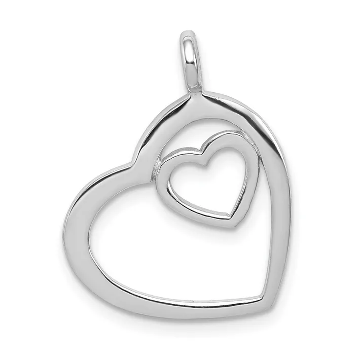 Necklaces TreasureFineJewelers Sterling Silver Rhodiumplated Heart Pendant Necklaces TreasureFineJewelers Sterling Silver Rhodiumplated Heart Pendant