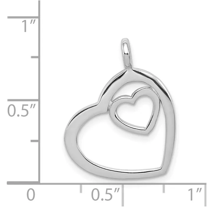 Necklaces TreasureFineJewelers Sterling Silver Rhodiumplated Heart Pendant