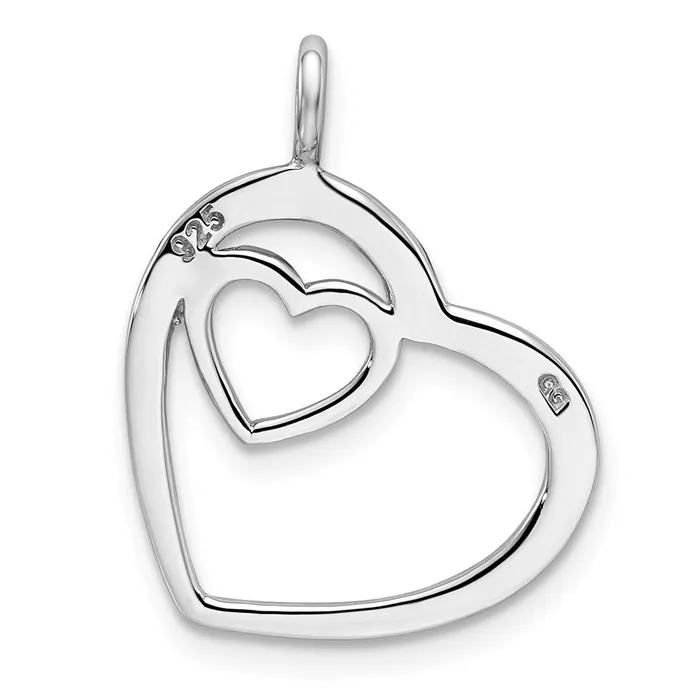 Necklaces TreasureFineJewelers Sterling Silver Rhodiumplated Heart Pendant