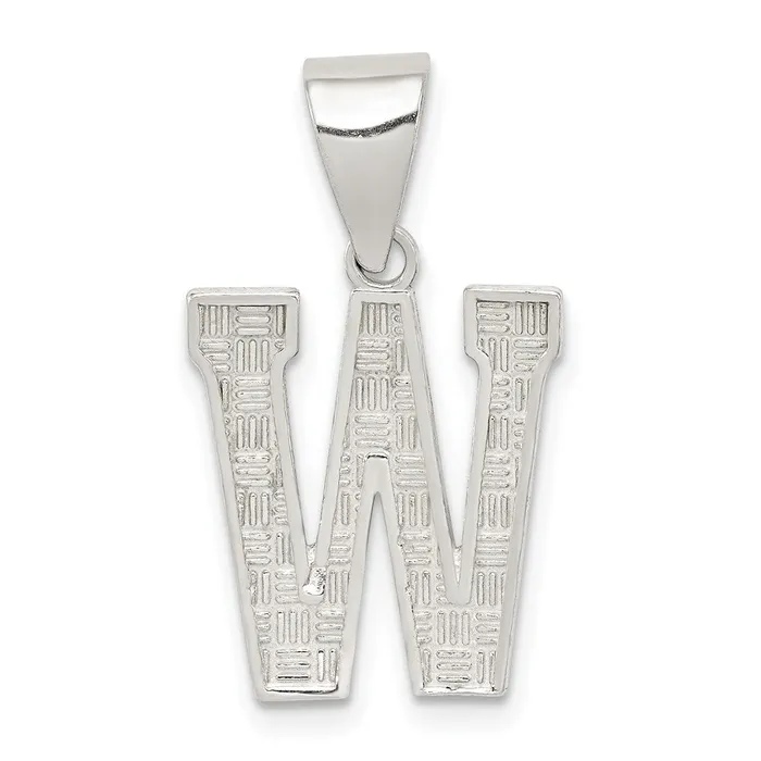 Necklaces TreasureFineJewelers Sterling Silver Rhodiumplated Letter W Initial Pendant Necklaces TreasureFineJewelers Sterling Silver Rhodiumplated Letter W Initial Pendant