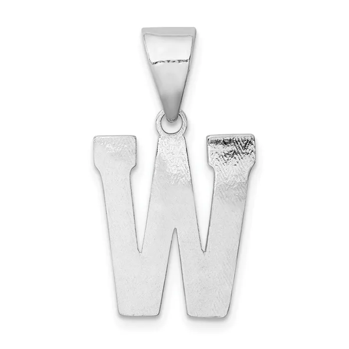 Necklaces TreasureFineJewelers Sterling Silver Rhodiumplated Letter W Initial Pendant