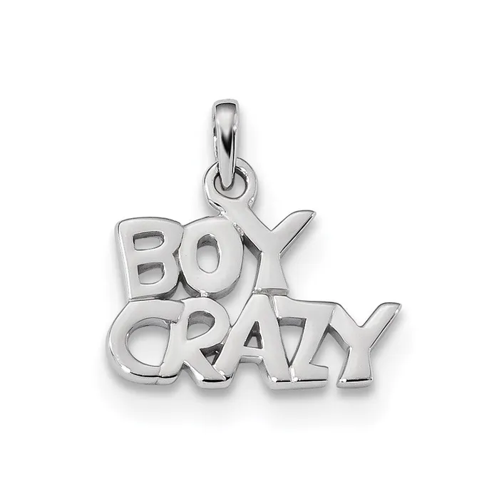 Necklaces TreasureFineJewelers Sterling Silver Rhodiumplated Polished BOY CRAZY Pendant Necklaces TreasureFineJewelers Sterling Silver Rhodiumplated Polished BOY CRAZY Pendant