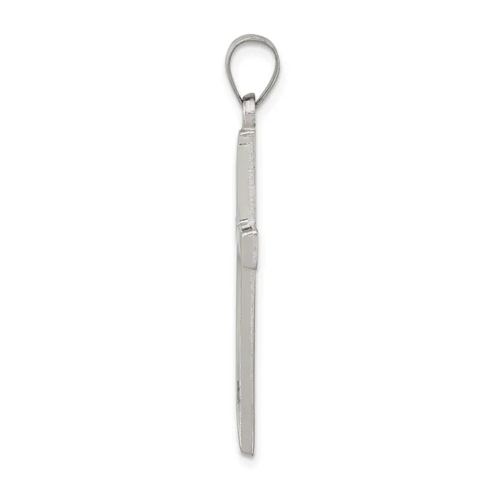 Necklaces TreasureFineJewelers Sterling Silver Textured Brushed and Polished Latin Cross Pendant