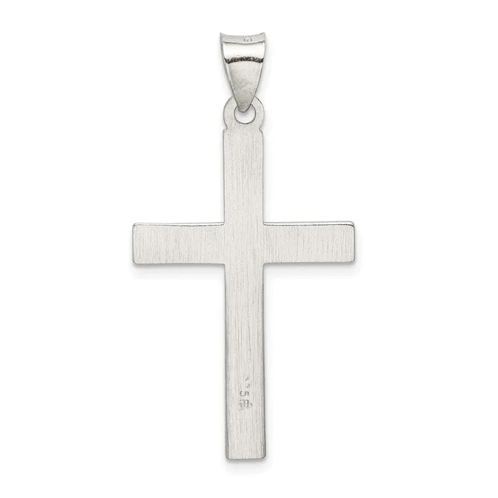 Necklaces TreasureFineJewelers Sterling Silver Textured Brushed and Polished Latin Cross Pendant