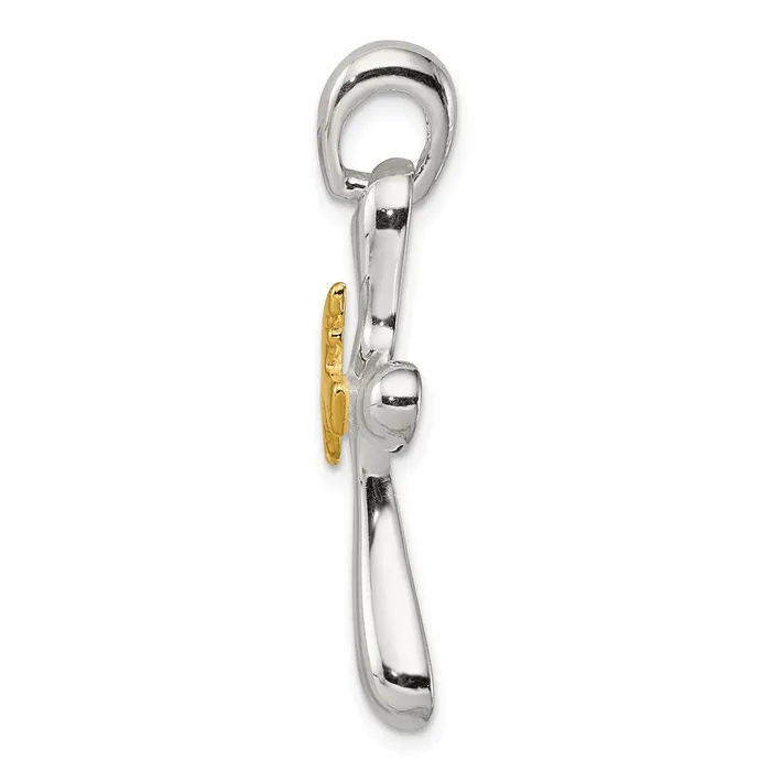 Necklaces TreasureFineJewelers Sterling Silver Vermeil Dove Cross Pendant