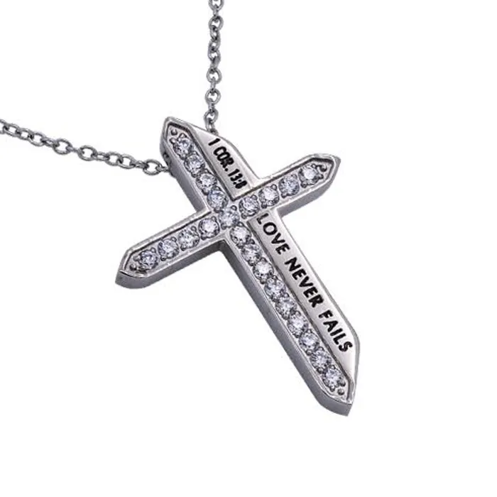North Arrow Shop Necklaces LOVE NEVER FAILS 1 Corinthians 138 Sword of the Spirit Cross Necklace Stainless Steel North Arrow Shop Necklaces LOVE NEVER FAILS 1 Corinthians 138 Sword of the Spirit Cross Necklace Stainless Steel