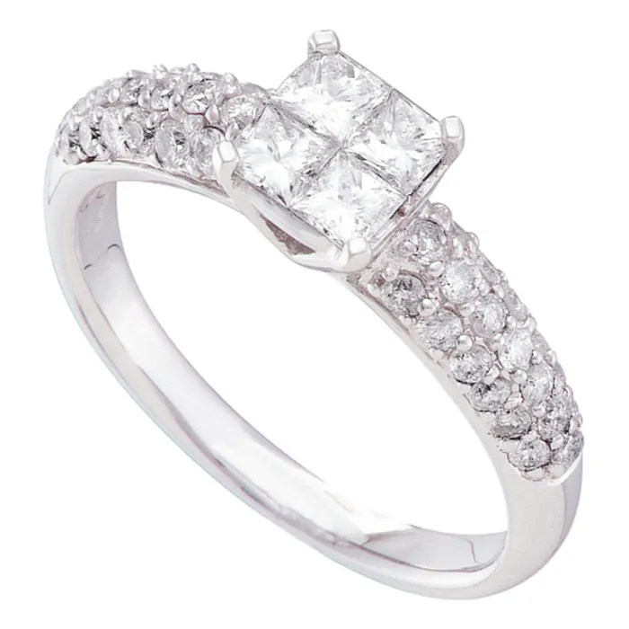 North Arrow Shop Rings 14kt white gold womens princess diamond cluster bridal wedding engagement ring 100 cttw39190 North Arrow Shop Rings 14kt white gold womens princess diamond cluster bridal wedding engagement ring 100 cttw39190