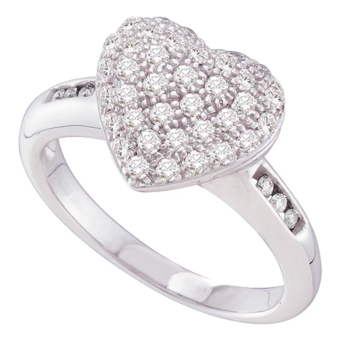 North Arrow Shop Rings 14kt white gold womens round diamond heart cluster ring 12 cttw53081 North Arrow Shop Rings 14kt white gold womens round diamond heart cluster ring 12 cttw53081