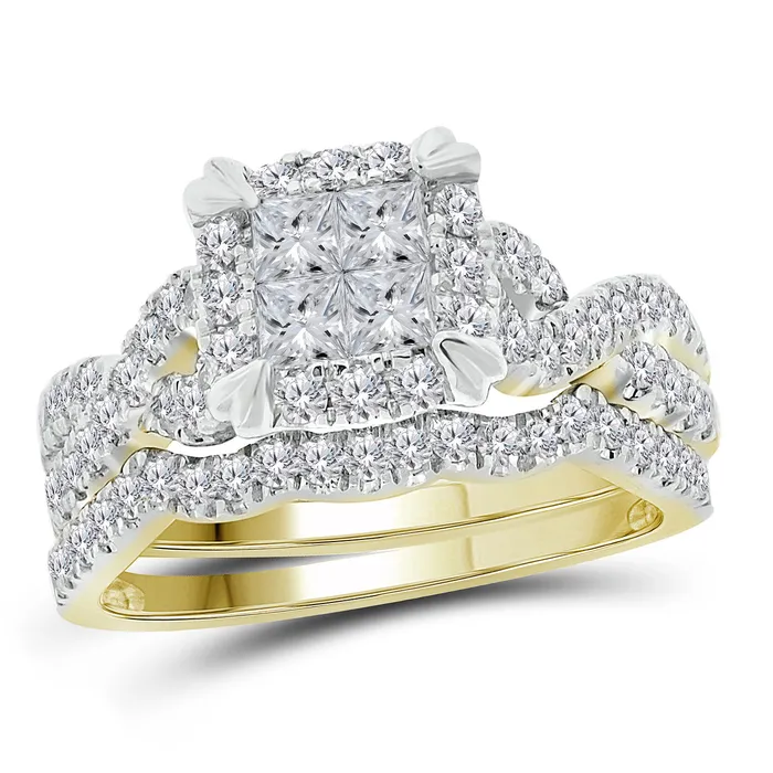 North Arrow Shop Rings 14kt yellow gold womens princess diamond bridal wedding engagement ring band set 1 14 cttw93662 North Arrow Shop Rings 14kt yellow gold womens princess diamond bridal wedding engagement ring band set 1 14 cttw93662