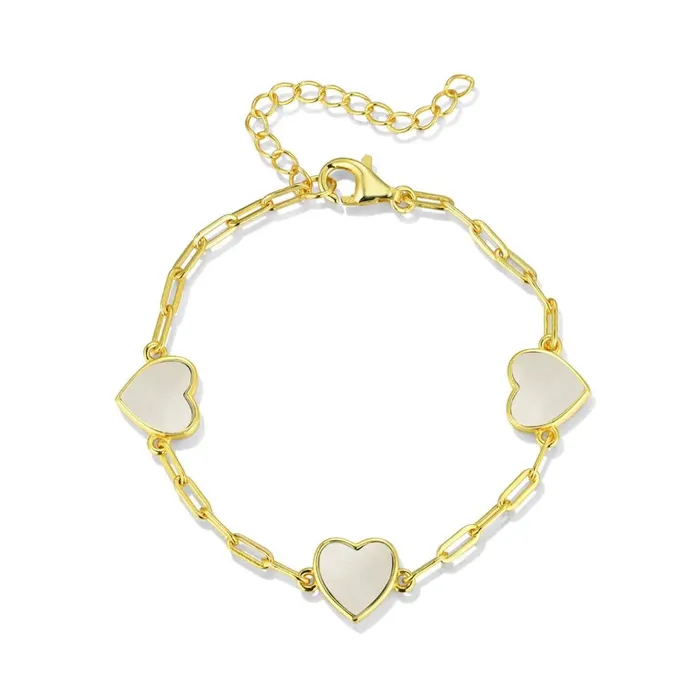 Perfect Piercing Bracelets Mother of pearl heart link bracelet