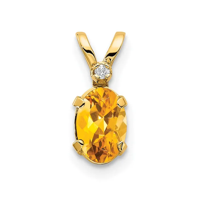 PreStyled Sets TreasureFineJewelers 14k Yellow Gold Diamond Citrine Birthstone Pendant