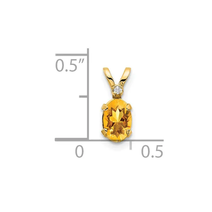 PreStyled Sets TreasureFineJewelers 14k Yellow Gold Diamond Citrine Birthstone Pendant