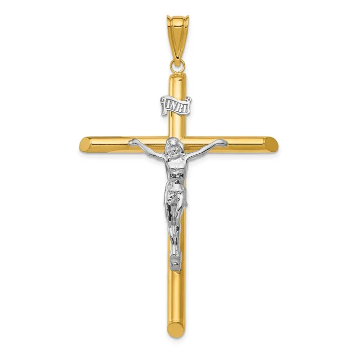 Rings 14k Twotone Polished Crucifix Pendant TreasureFineJewelers