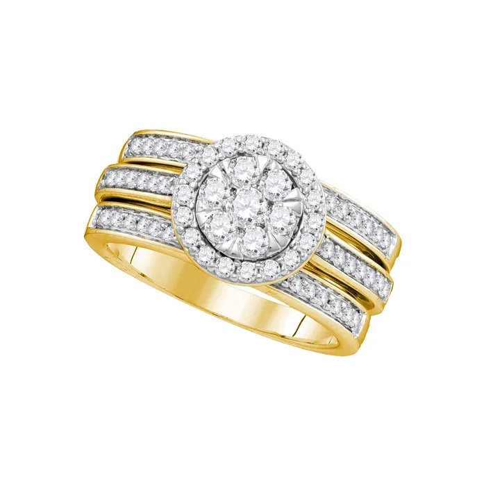 Rings 14kt yellow gold womens round diamond cluster bridal wedding engagement ring band set 100 cttw106157 North Arrow Shop Rings 14kt yellow gold womens round diamond cluster bridal wedding engagement ring band set 100 cttw106157 North Arrow Shop
