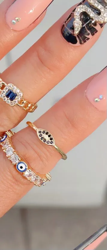 Rings Black Mini Evil Eye Ring MP Jewelry