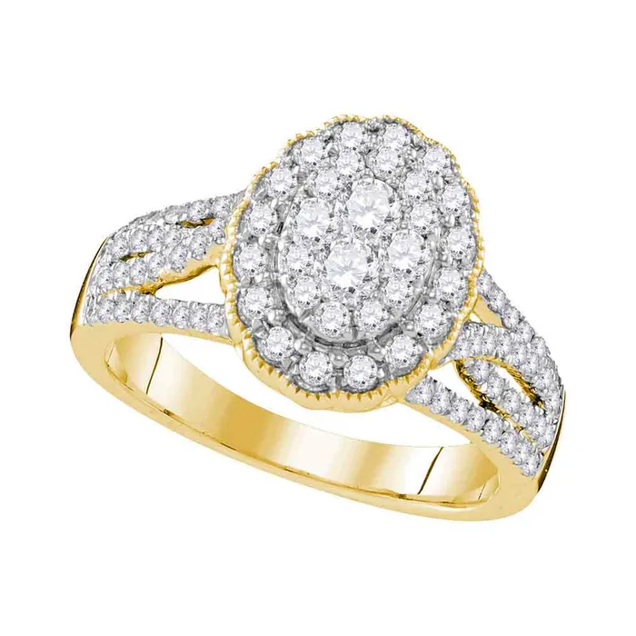 Rings North Arrow Shop 10kt yellow gold womens round diamond oval halo cluster bridal wedding engagement ring 100 cttw109536 Rings North Arrow Shop 10kt yellow gold womens round diamond oval halo cluster bridal wedding engagement ring 100 cttw109536