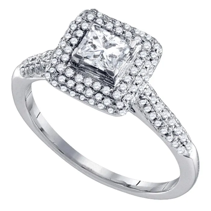 Rings North Arrow Shop 14kt white gold womens princess diamond solitaire halo bridal wedding engagement ring 38 cttw73459 Rings North Arrow Shop 14kt white gold womens princess diamond solitaire halo bridal wedding engagement ring 38 cttw73459