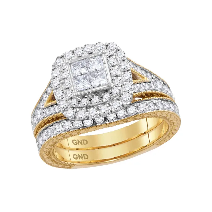 Rings North Arrow Shop 14kt yellow gold womens princess diamond bridal wedding engagement ring band set 1 14 cttw113722 Rings North Arrow Shop 14kt yellow gold womens princess diamond bridal wedding engagement ring band set 1 14 cttw113722