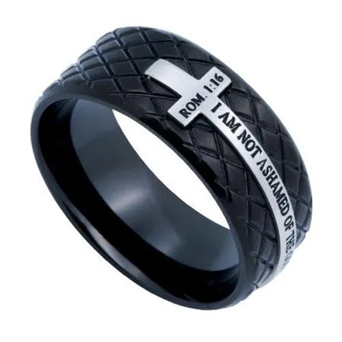 Rings North Arrow Shop GOSPEL OF CHRIST Romans 116 Stainless Steel Black Diamond Back Cross Ring Rings North Arrow Shop GOSPEL OF CHRIST Romans 116 Stainless Steel Black Diamond Back Cross Ring