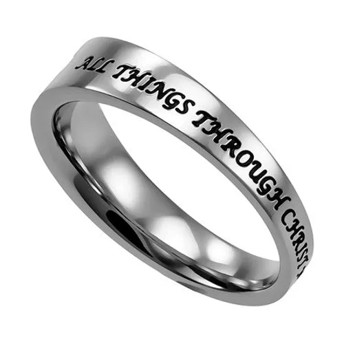 Rings North Arrow Shop PHILIPPIANS 413 Christian Trinity Cross Ring Engraved Bible Verse with CZ Stones Rings North Arrow Shop PHILIPPIANS 413 Christian Trinity Cross Ring Engraved Bible Verse with CZ Stones