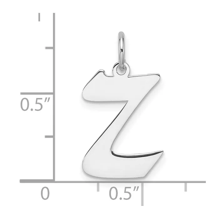 Rings Small Sterling Silver Rhodiumplated Artisan Block Letter Z Initial Charm TreasureFineJewelers