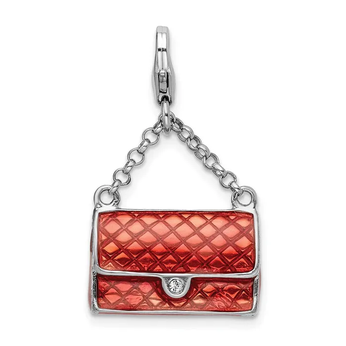 Rings Sterling Silver Amore La Vita Rhodiumplated Enameled 3D Purse Charm TreasureFineJewelers Rings Sterling Silver Amore La Vita Rhodiumplated Enameled 3D Purse Charm TreasureFineJewelers