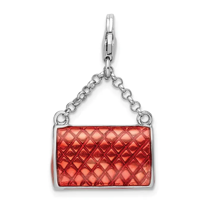 Rings Sterling Silver Amore La Vita Rhodiumplated Enameled 3D Purse Charm TreasureFineJewelers