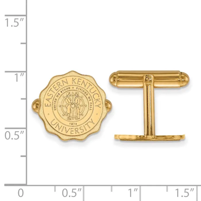 Rings Sterling Silver Goldplated Eastern Kentucky University Crest Cuff Links TreasureFineJewelers