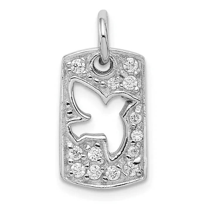 Rings Sterling Silver Rhodium Plated CZ Peace Dove Charm TreasureFineJewelers Rings Sterling Silver Rhodium Plated CZ Peace Dove Charm TreasureFineJewelers