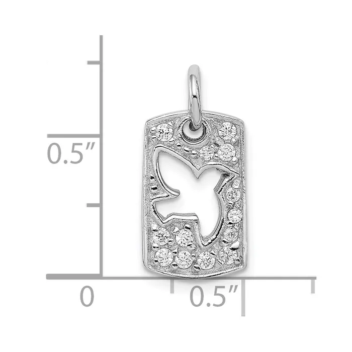 Rings Sterling Silver Rhodium Plated CZ Peace Dove Charm TreasureFineJewelers