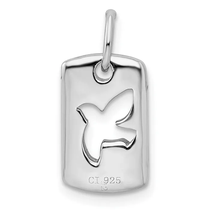 Rings Sterling Silver Rhodium Plated CZ Peace Dove Charm TreasureFineJewelers