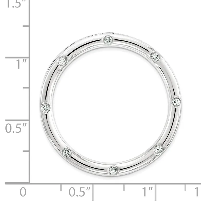 Rings Sterling Silver Stackable Expressions Large Polished Aquamarine Chain Slide TreasureFineJewelers