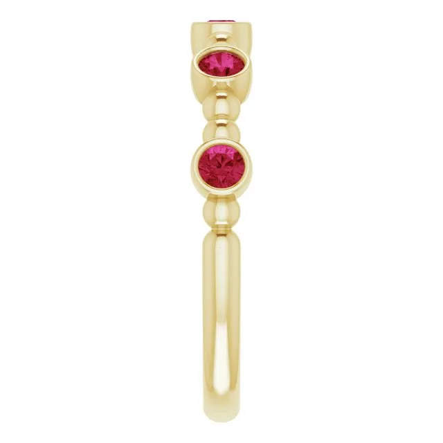 Rings TreasureFineJeweler 14K Yellow LabGrown Ruby Stackable Ring