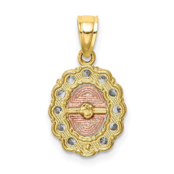 Rings TreasureFineJewelers 10K TwoTone wWhite Rhodium CZ Guadalupe Pendant
