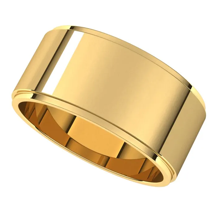 Rings TreasureFineJewelers 10K Yellow Gold 9 mm flat edge Wedding Band