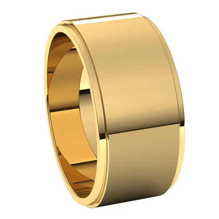 Rings TreasureFineJewelers 10K Yellow Gold 9 mm flat edge Wedding Band