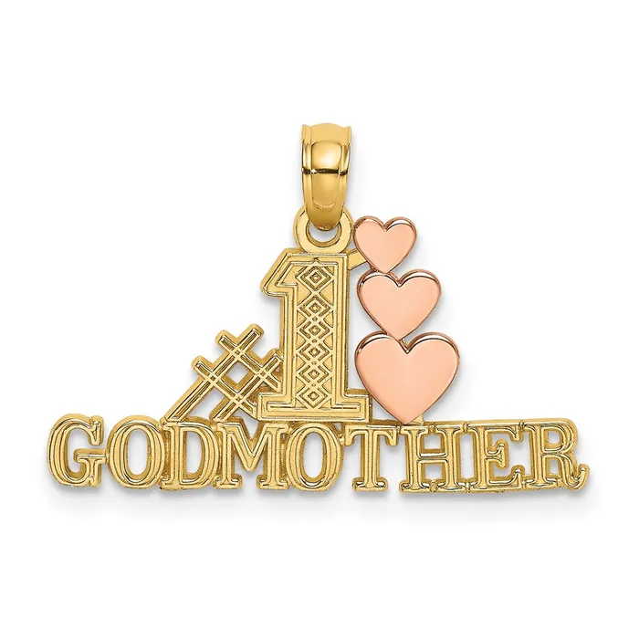 Rings TreasureFineJewelers 14K Twotone Polished 1 GODMOTHER and Hearts Pendant Rings TreasureFineJewelers 14K Twotone Polished 1 GODMOTHER and Hearts Pendant