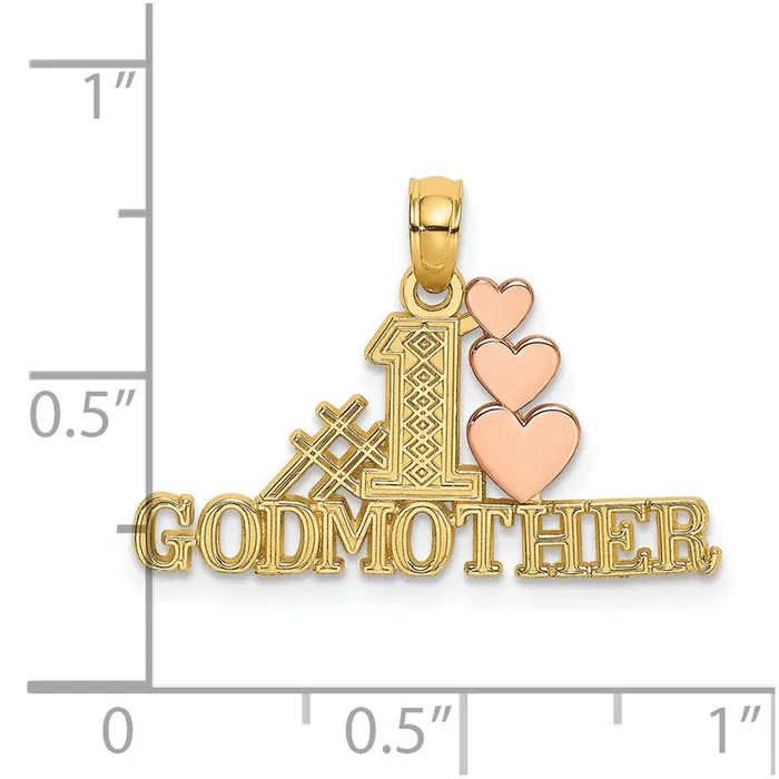 Rings TreasureFineJewelers 14K Twotone Polished 1 GODMOTHER and Hearts Pendant