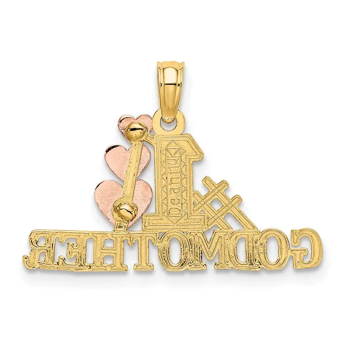 Rings TreasureFineJewelers 14K Twotone Polished 1 GODMOTHER and Hearts Pendant