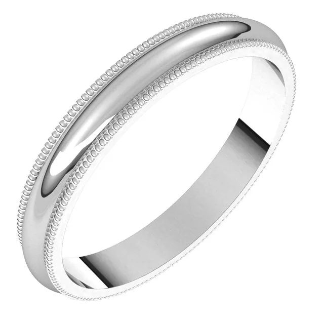 Rings TreasureFineJewelers 14K White Gold 3 mm Milgrain Half Round Wedding Band Rings TreasureFineJewelers 14K White Gold 3 mm Milgrain Half Round Wedding Band