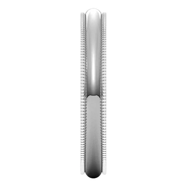 Rings TreasureFineJewelers 14K White Gold 3 mm Milgrain Half Round Wedding Band