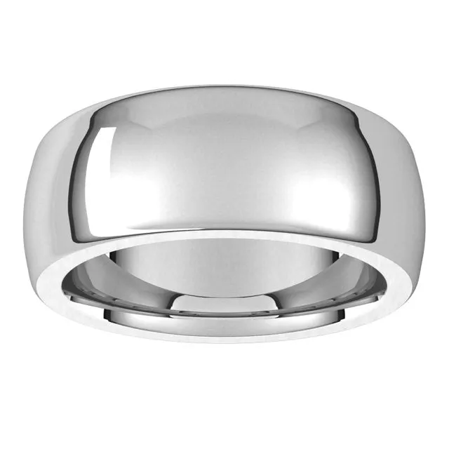 Rings TreasureFineJewelers 14K White Gold 8 mm Half Round Comfort Fit Heavy Wedding Band