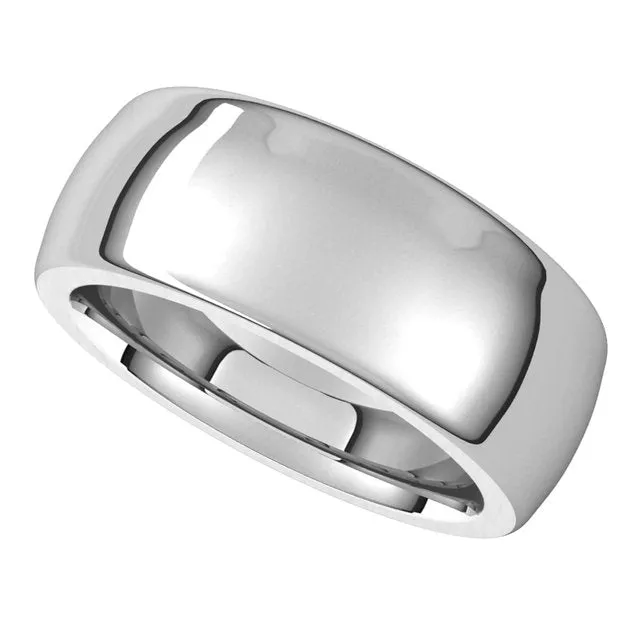 Rings TreasureFineJewelers 14K White Gold 8 mm Half Round Comfort Fit Heavy Wedding Band
